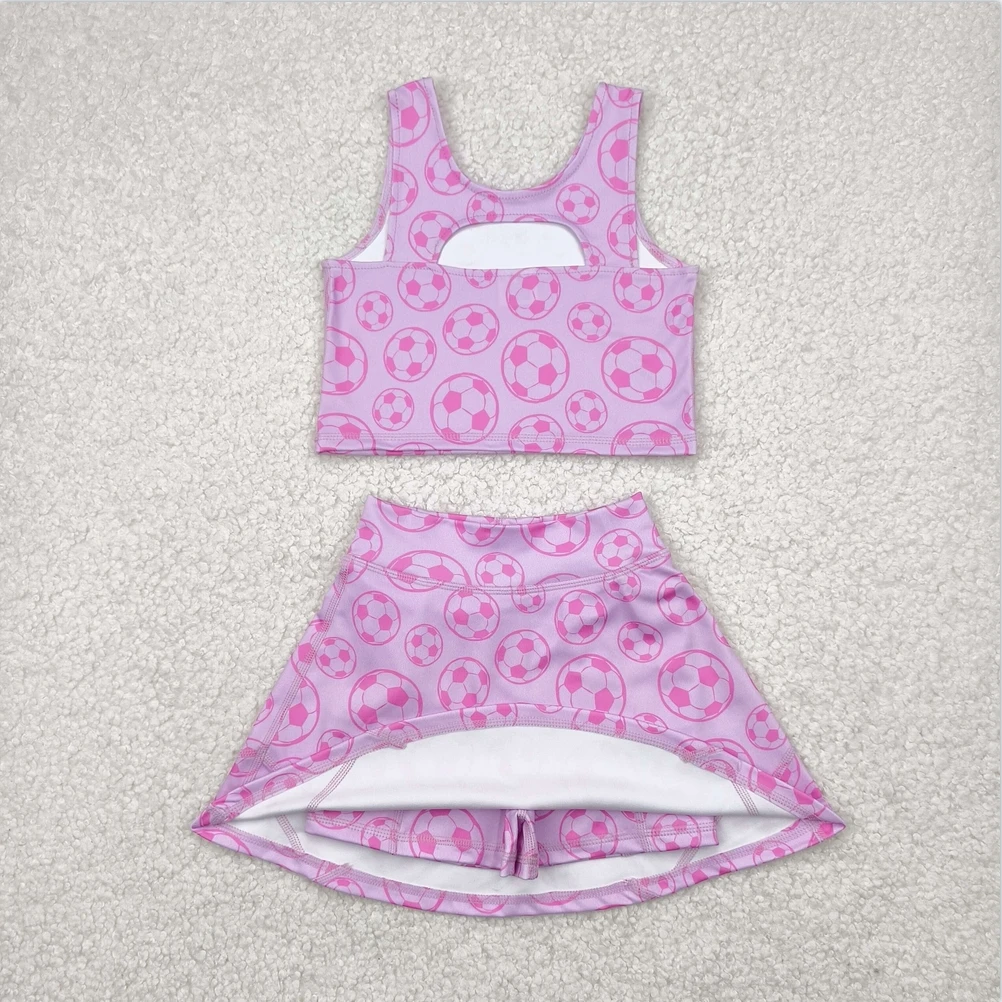 طفل فتاة الصيف رياضية Acive ارتداء مع القلاع الزرقاء سترة يوجا أعلى الرياضة Skorts طفل الفتيات الملابس فساتين مجموعات