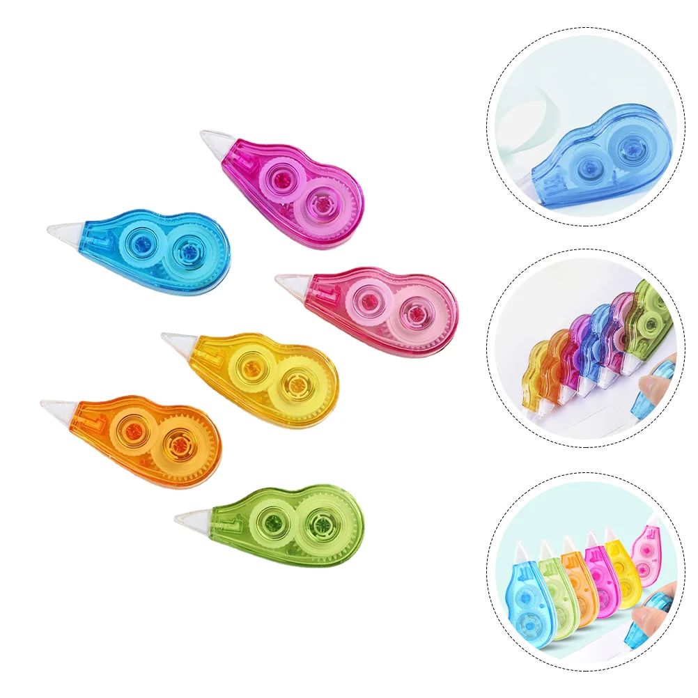 6 Pcs Erasers for Kids Correction Tape Students Set Corrector Writing Accessory Convenient White Out Tapes Portable images - 6