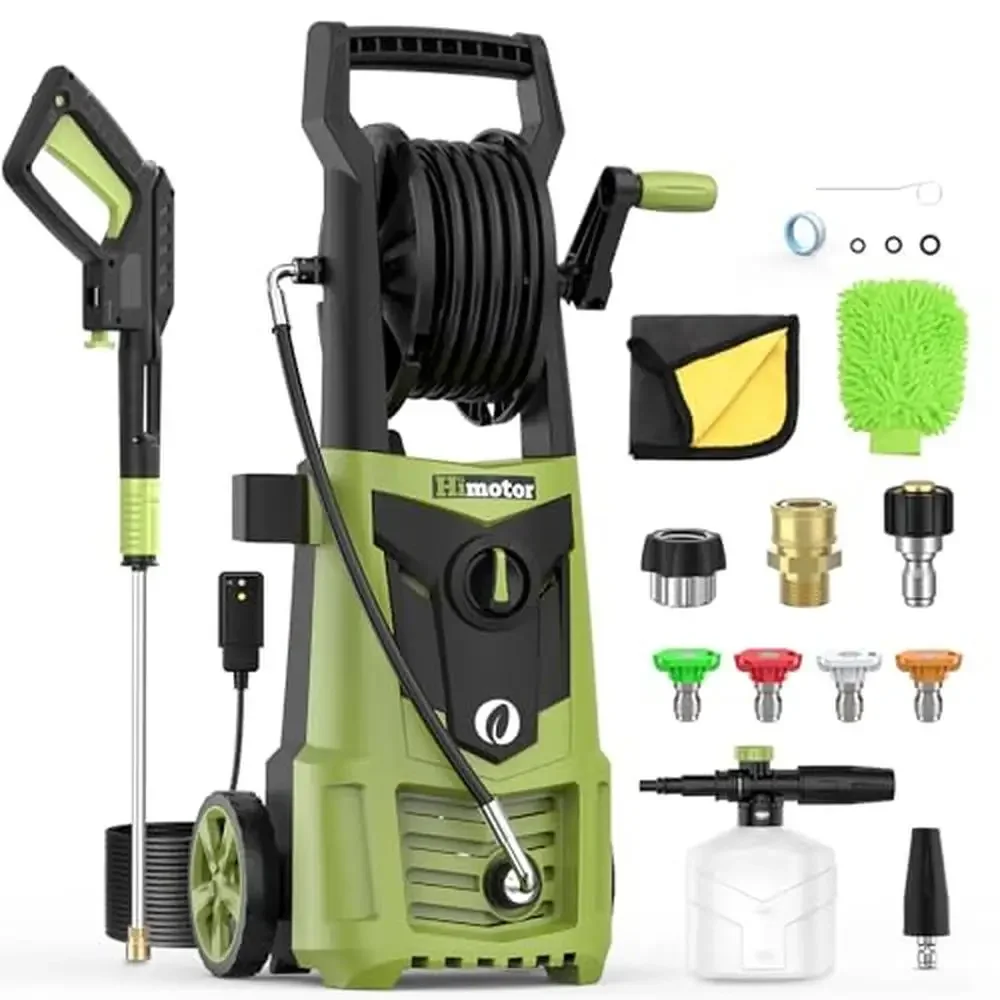 "4000PSI Electric Power Washer with Foam Cannon & Reel Hose" 1