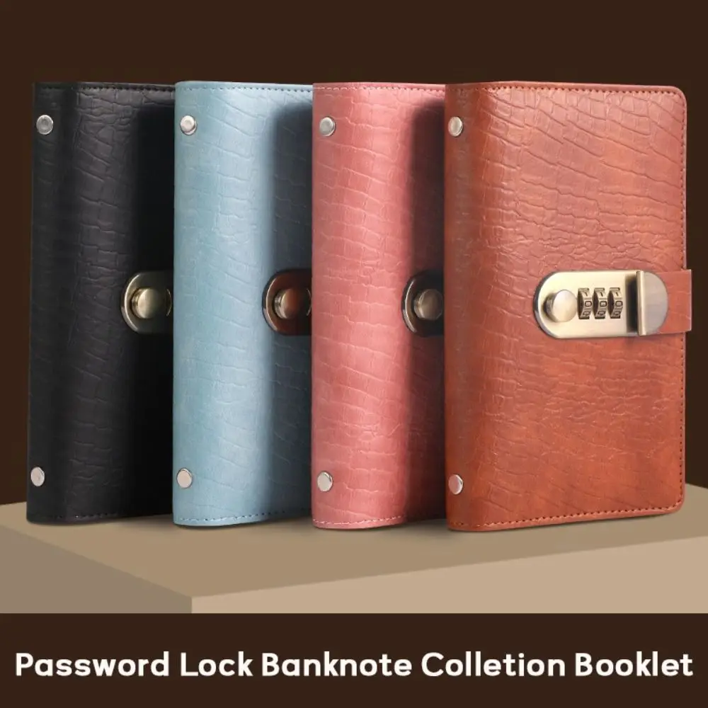 PU 100 Envelope Saving Money Challenge Binder Password Lock Notebook Reusable Budget Saving Book Banknote Colletion Booklet budget binder savings book