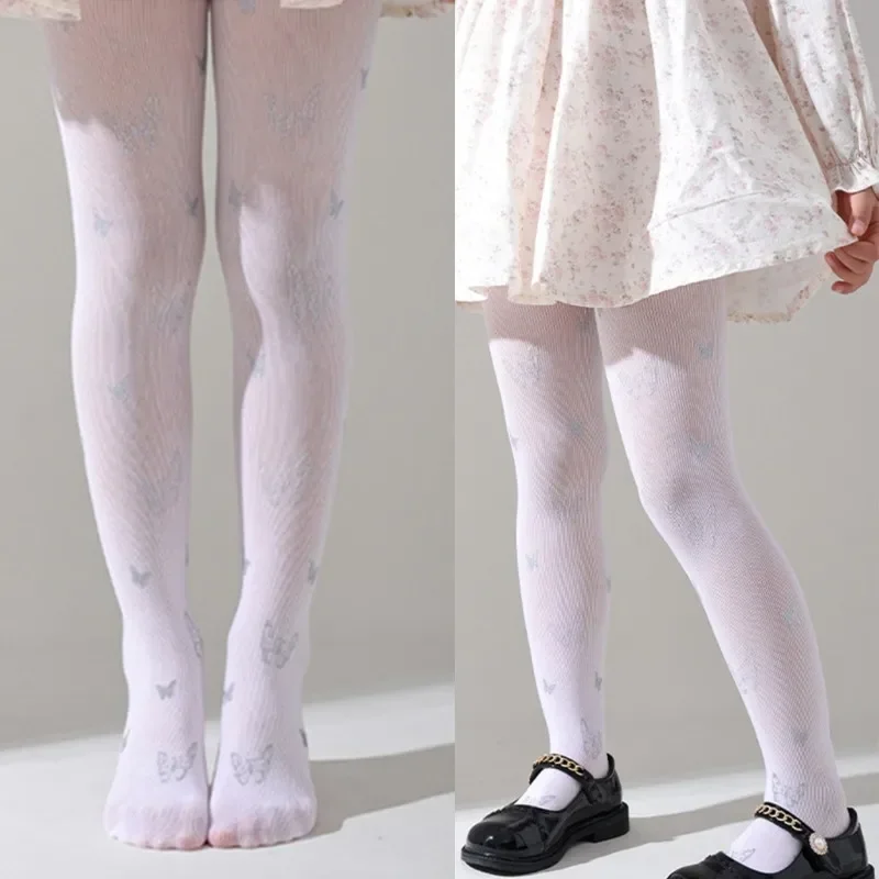 Cherry Print Children Girls Pantyhose Summer Thin Mesh Baby Girls Tight Long Stockings for 3-12 Years Girl Princess Socks kids pantyhose ballet tights fishnet stockings