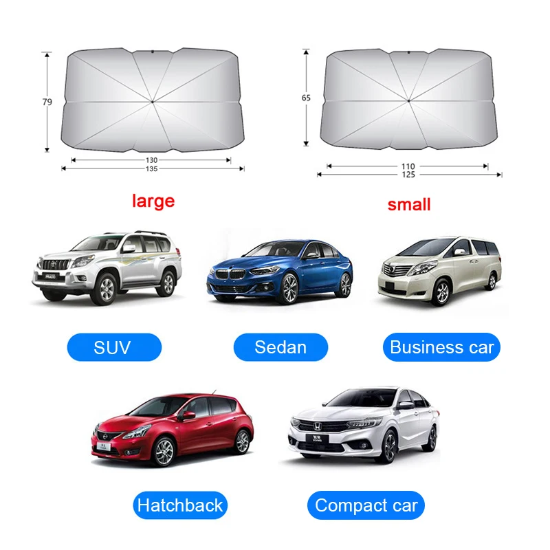 Car Sun Shade Car Sunshade Umbrella For Auto Shading Car Sun Shade Protector Parasol Summer Sun Interior Windshield Protection Accessories