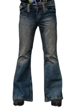 Vintage Men's Big Flared Jeans Male Youth Four Seasons Casual Deep Blue Denim Pants 2023 Fashion High Waist Trousers Streetwear 1