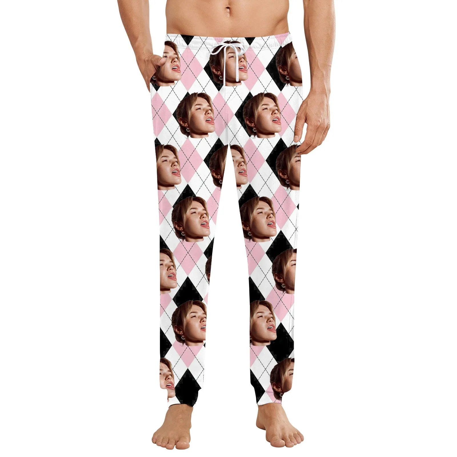 Customize A Product Exclusively For You Men'S Casual Home Diy Custom Pajamas Pocket Drawstring Design Casual Trousers 2