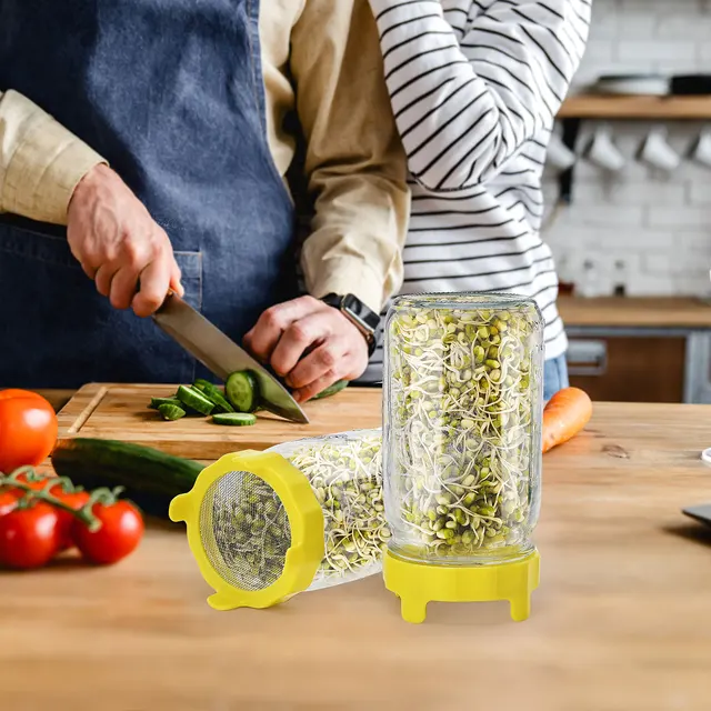 86 Mm -Es Széles Szájú Kőműves Csírázókhoz Műanyag Csírázó Fedél Rozsdamentes Acél Szitanyóháló Fedéllel Szűrő Spro - Image 2