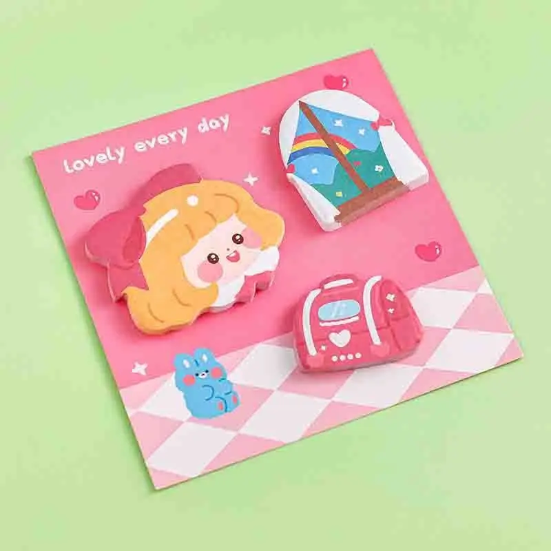 4 Pieces Cartoon Adhesive Cute Kawaii Notes Notepad Memo Pad Office School Supplies Stationery Sticker 4
