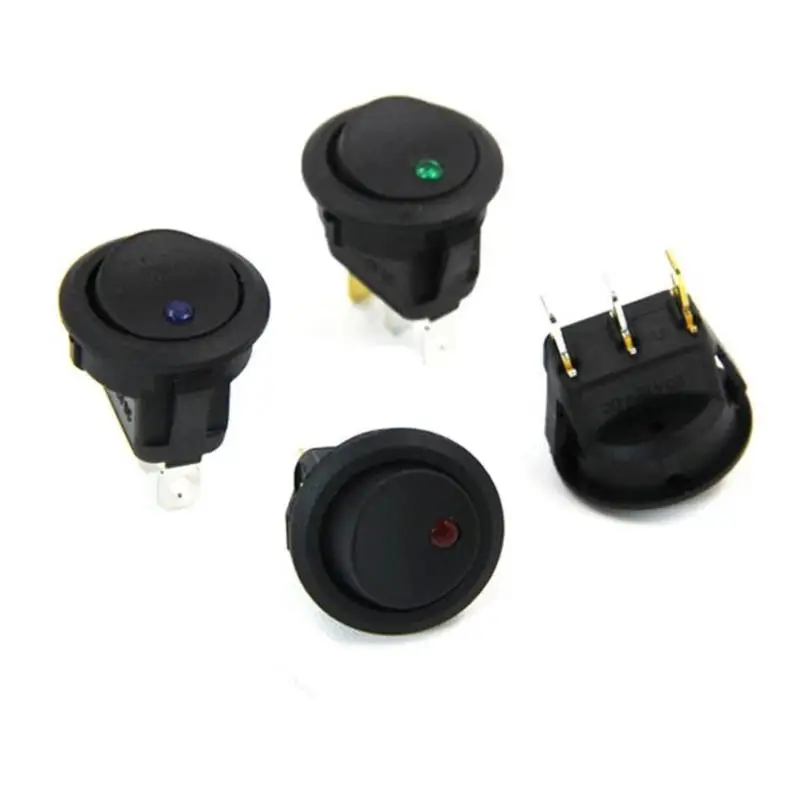 AutoRockerSwitchOnOffSwitchWithLEDLightCircleToggle12V20A