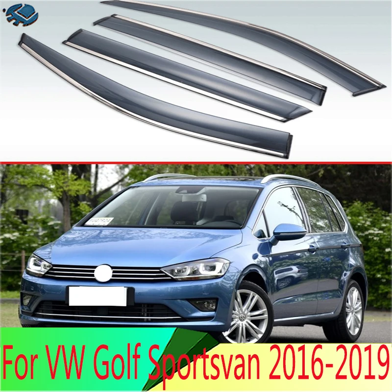 Per Vw Golf Sportsvan 2016 2017 2018 2019 Visiera Esterna In Plastica Vent Shades Window Sun Rain Guard Deflettore 4 Pezzi