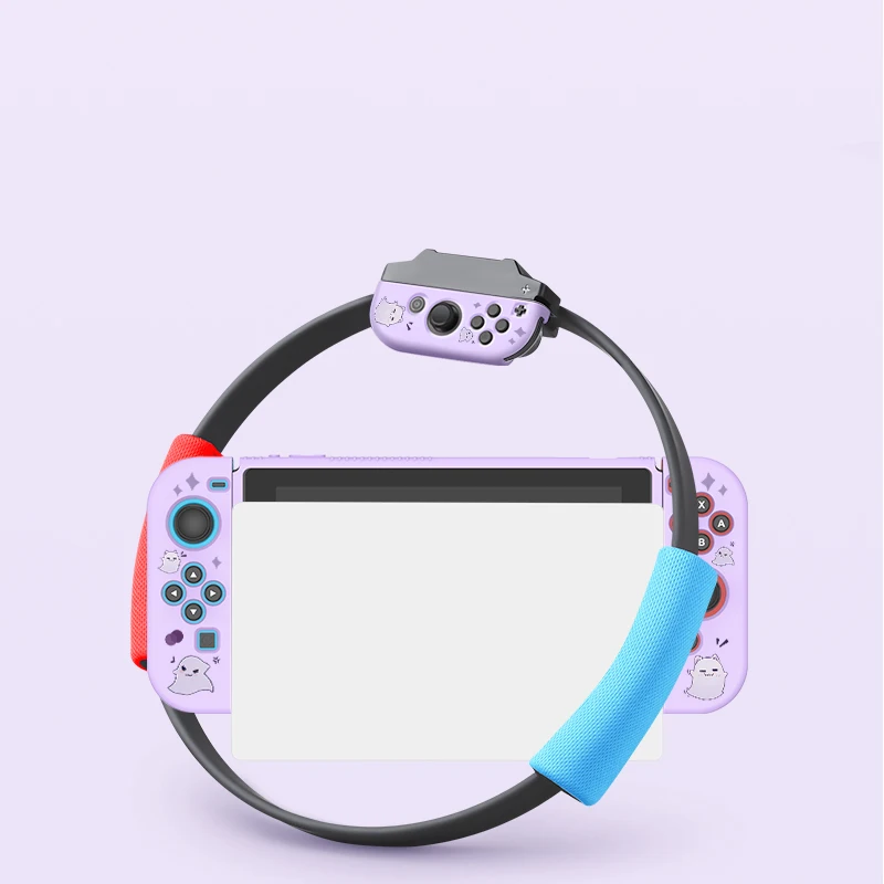 Purple Ghost Girl Protective Case - Soft TPU Slim Cover for Nintendo Switch Console