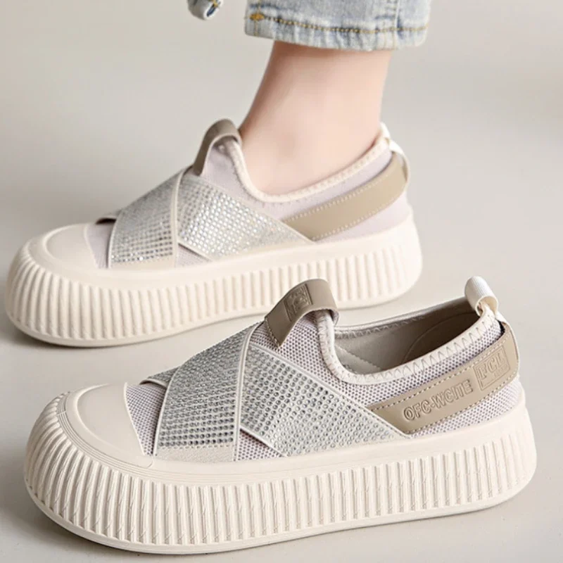 Women's Sneakers Slip on Platform Shoes Breathable Womens Vulcanized Shoes Breathable Casual Shoes Mesh New Zapatillas De Mujer 4
