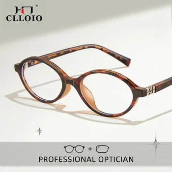 CLLOIO Classics Small Frames Anti Blue Ray Myopia Glasses Women Retro Oval Reading Glasses Anti-reflection Prescription Eyewear