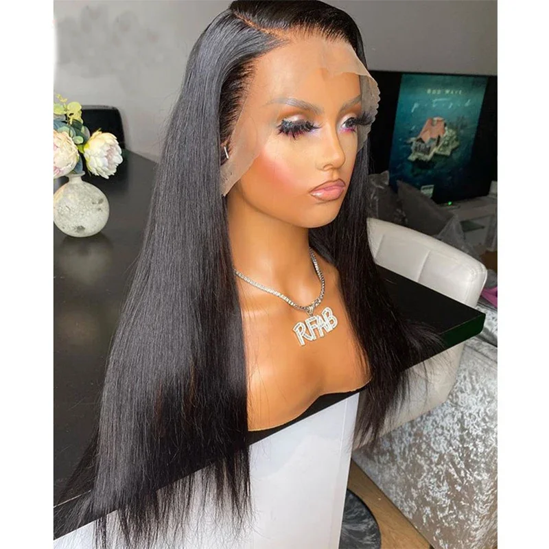 Full Lace Front Human Hair Transparent Bon Straight Lace Front Wig Pre Plucked 360 Frontal Wig Human Hair Wigs for Women