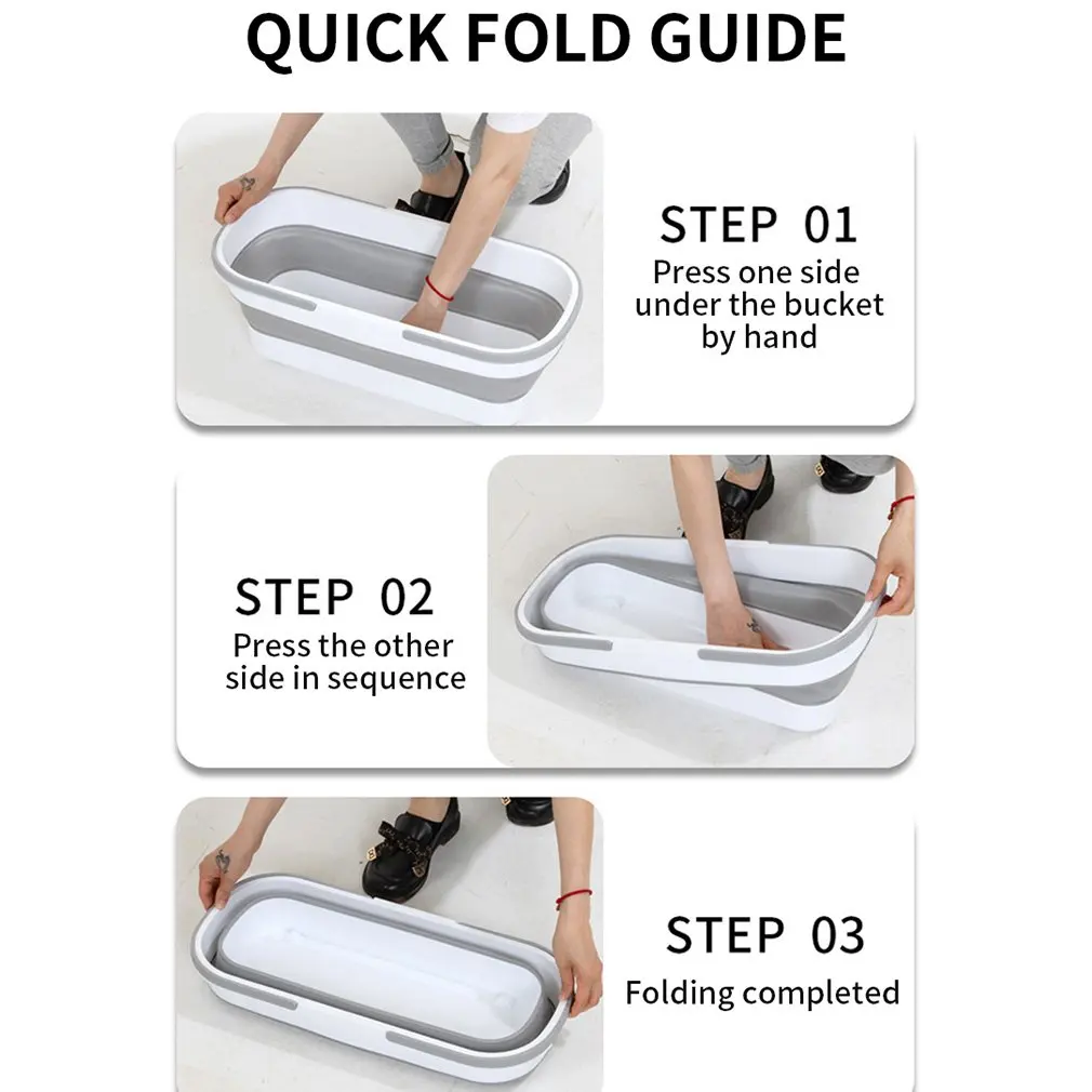 Foldable Mop Bucket Collapsible Portable Wash Basin Car Washing Bucket with Handle Fishing Pail Tools Large-capacity Barrel folding wash basin