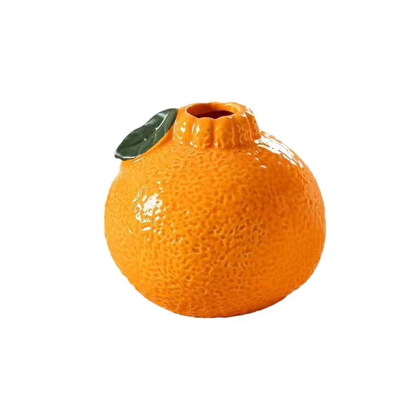 Orange Ceramic Fruit-Shaped Decorative Vase