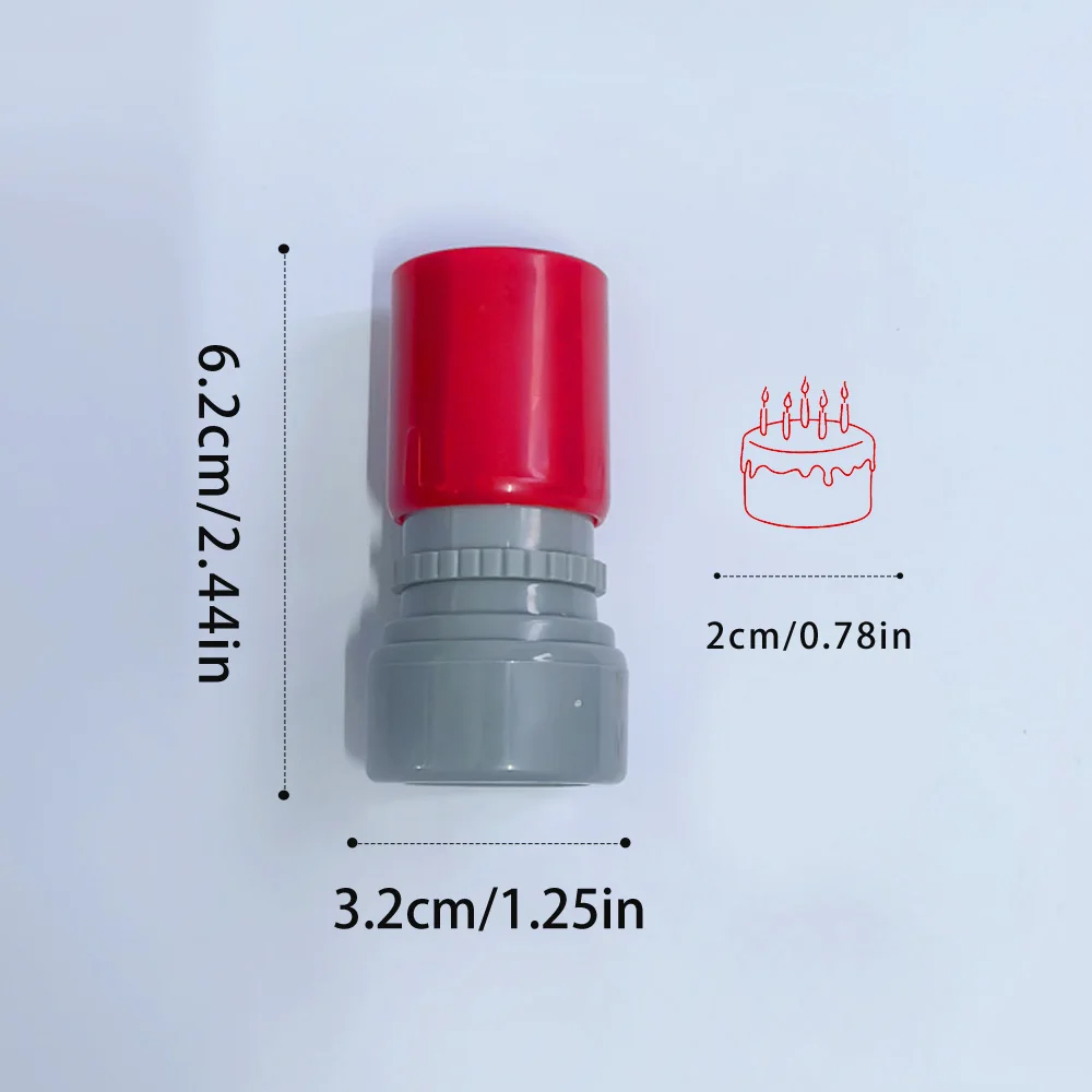 4컬러 B 소형 케이크 패턴 스탬프 생일 축하 문구 카드, 수기장, 다이어리, 기타 선물용 장면에 사용