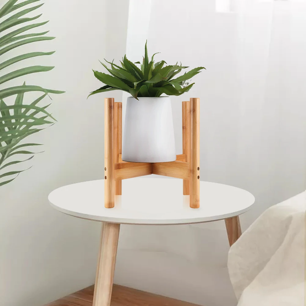 Bamboo Cross Pot Plant Stand, Home Bonsai Tray, Cross Plant Display Stand