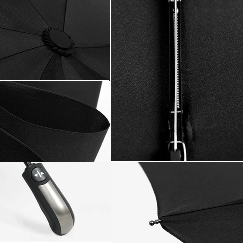 10 Bone Black Glue Fully Automatic Umbrella With Thick And Durable Keel Three Fold Umbrella UV Resistant Folding
