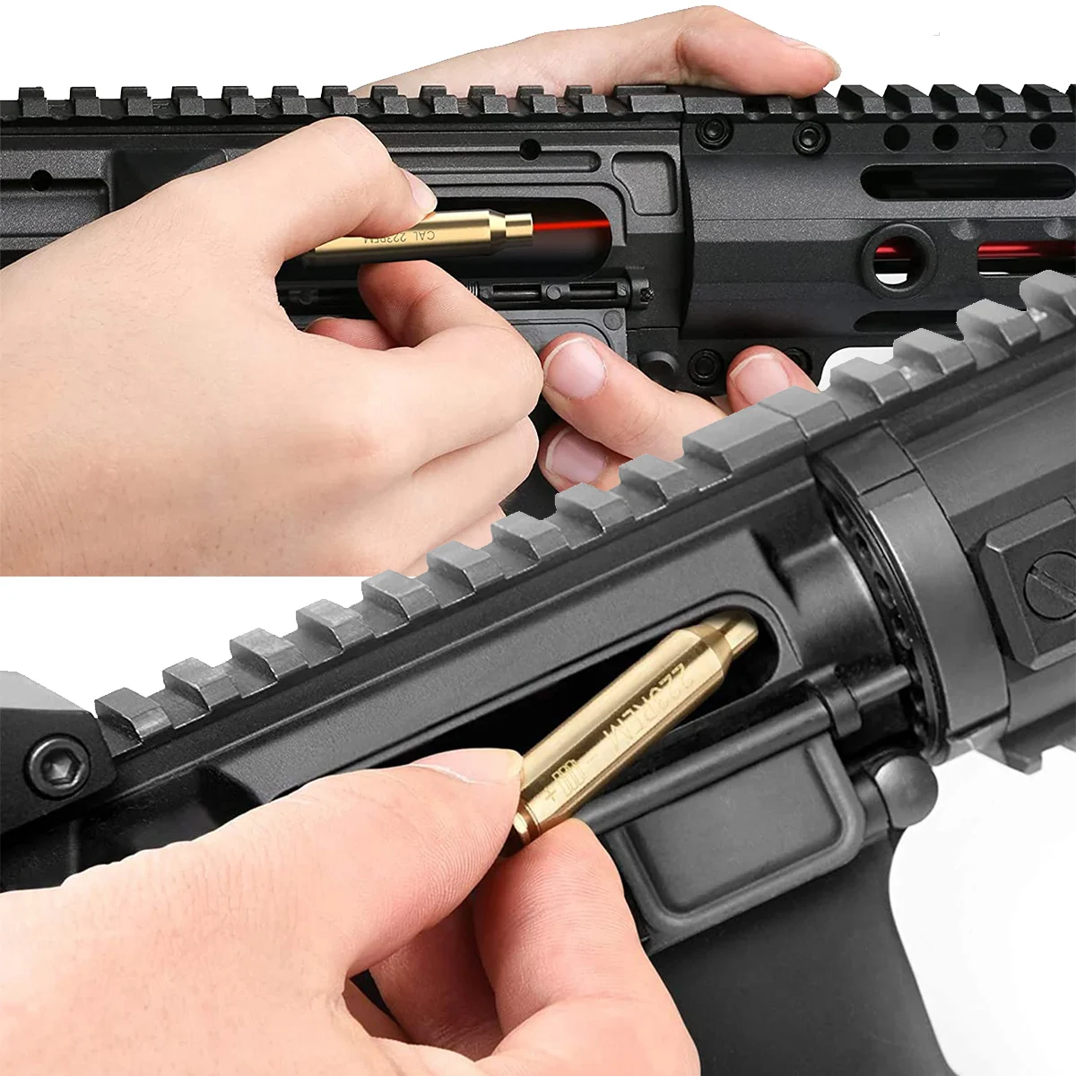 Tactical 9mm Red Laser Bore Sight Training Bullet Caliber .223/.308/7.62/.45/5.45x39 Cartridge Brass Bore Sighter for Hunting