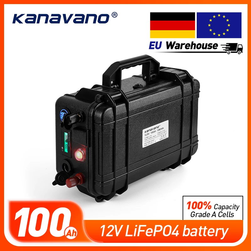 Kanavano 12V 8AH LIFEPO4 Deep Cycle oplaadbare lithium-ijzerfosfaatbatterij BMS in BMs loodzuur batterij Fish Finder Kids elektrische auto's speelgoed elektrische boot (12.8V 8Ah