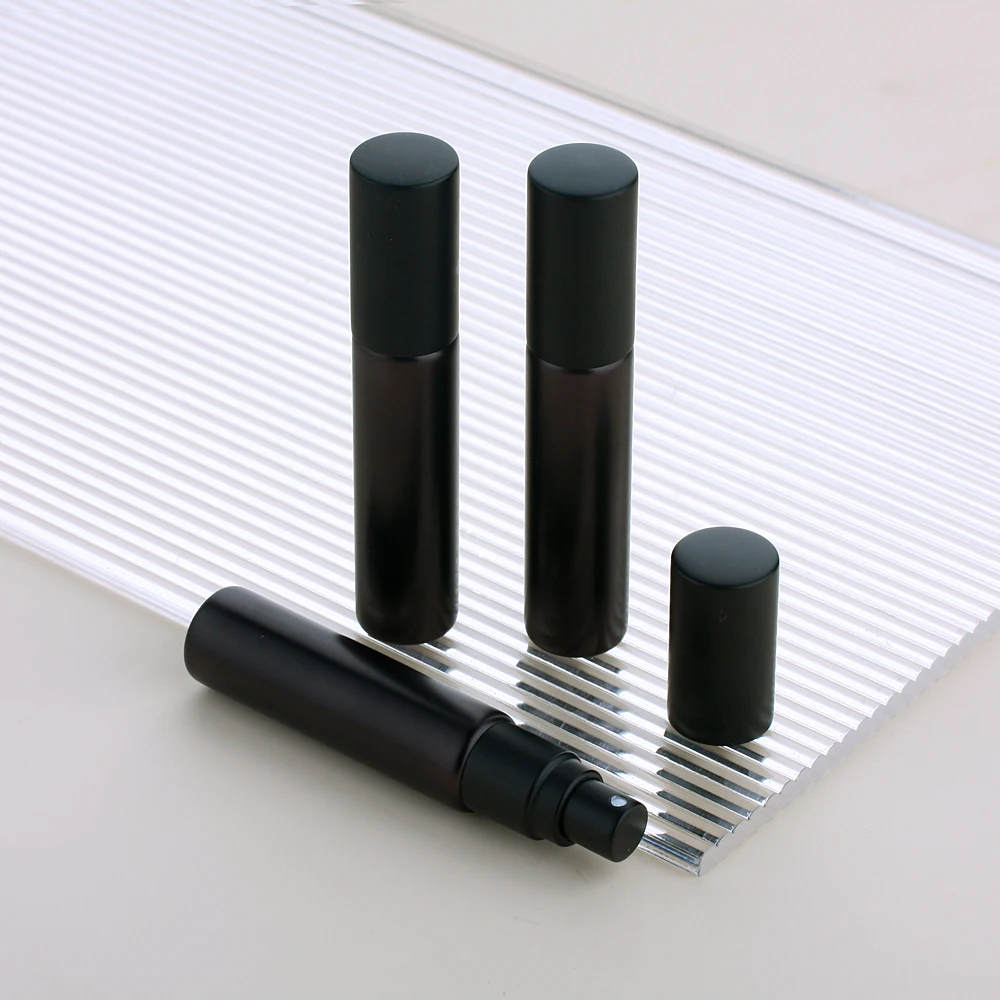 10ml Perfume Bottle Matte Black Spray Bottle Empty Glass Perfume Atomizer 30/50/100Pcs spray bottle