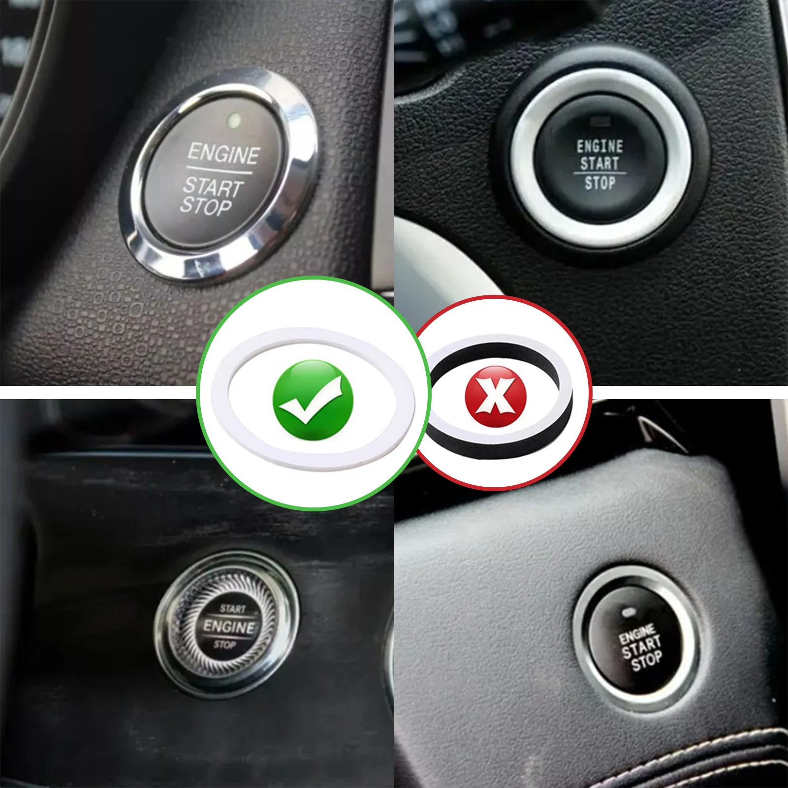 Tanie Naciśnij, aby przycisk Start pokrywa przycisk rozruchu/zatrzymania silnika pokrywa silnik samochodowy zapłonu sklep