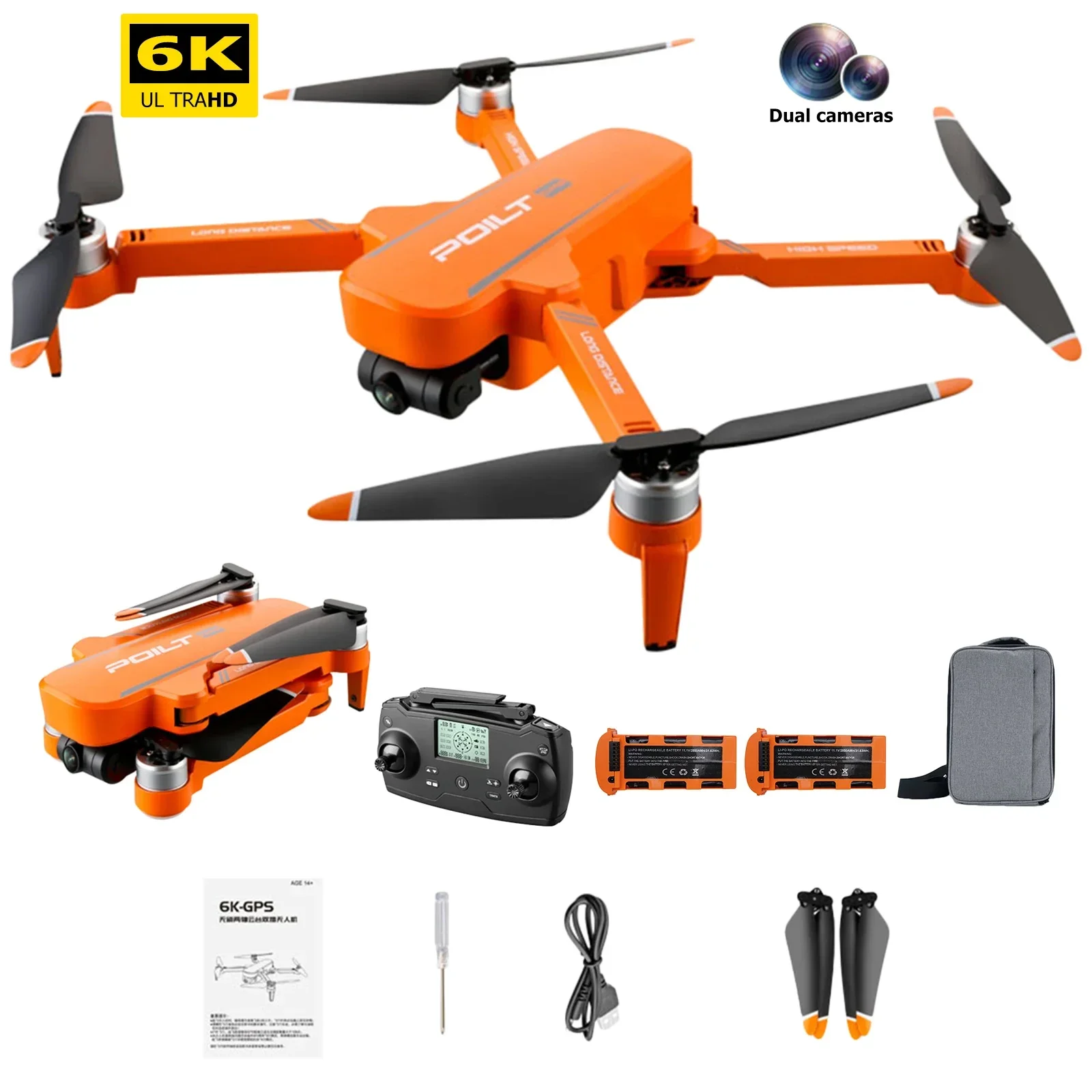 에테르 JJRC X17 RC 드론, 6K 울트라 HD 카메라, 2축 안정화 짐벌, 광학 흐름 호버 지형 비행 쿼드콥터
