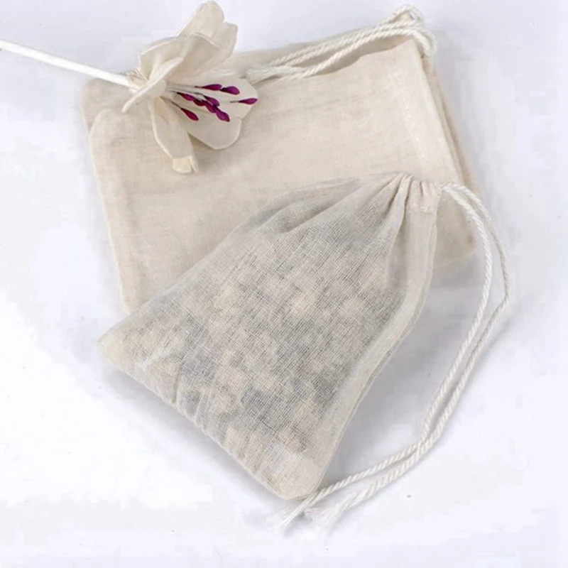 150 Pieces Drawstring Cotton Bags Muslin Bags,Tea Brew Bags (4 X 3 Inches) 2