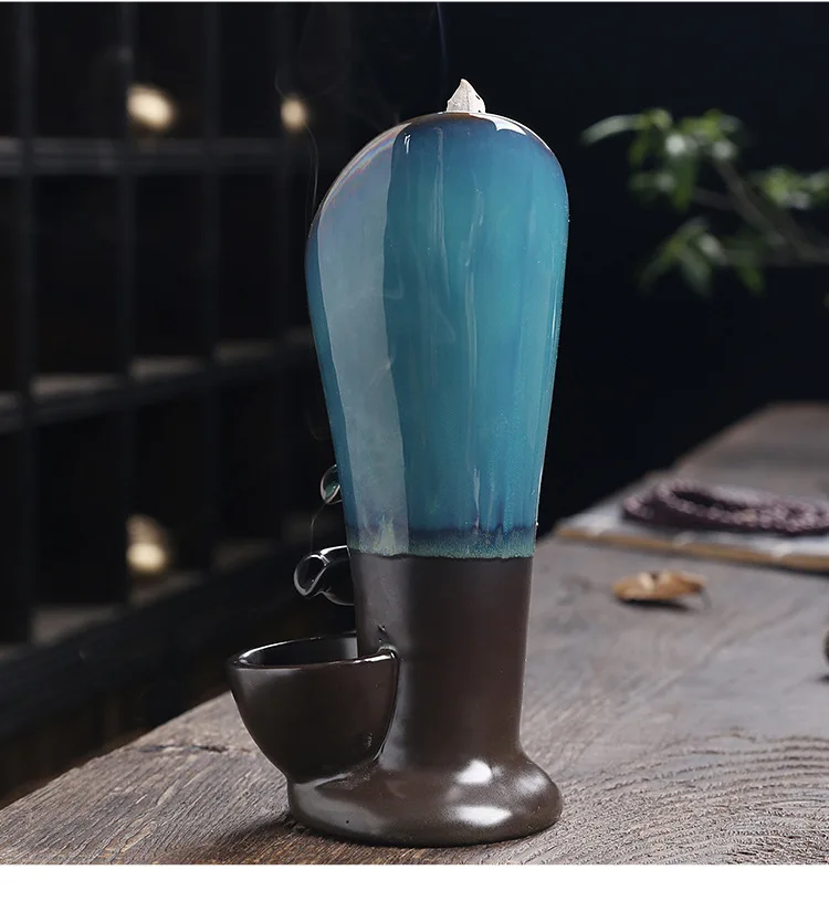 1pc Ceramic Waterfall Incense Burner Backflow Incense Burner Multifunctional Ornament (Without Incense)