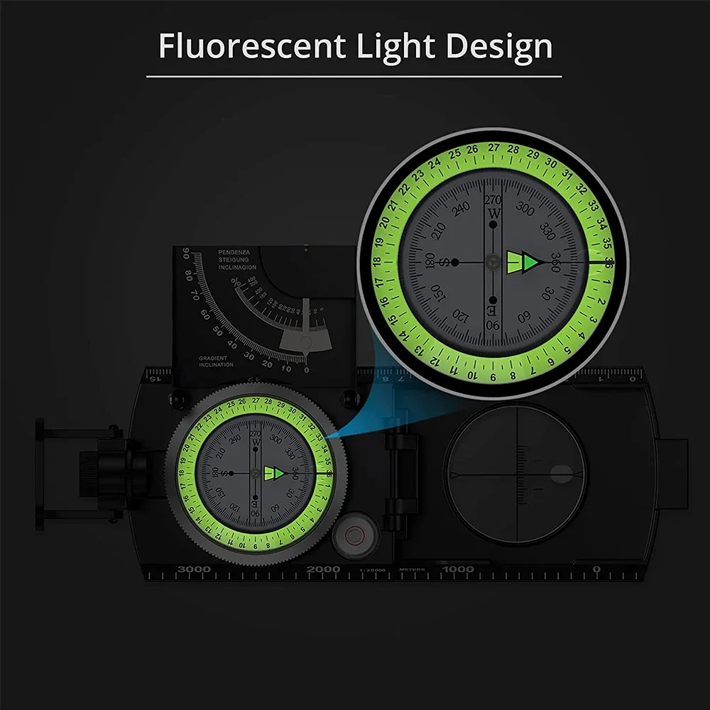 Brújula Militar Luminosa Multifunción Con Inclinómetro Ip65