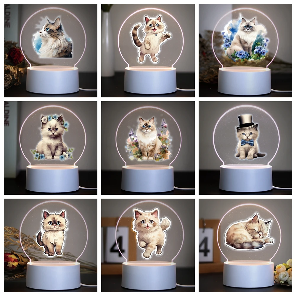 래그돌 크리에이티브 테이블 침대 옆 램프, RGB 주변 조명, 16 가지 색상 변..