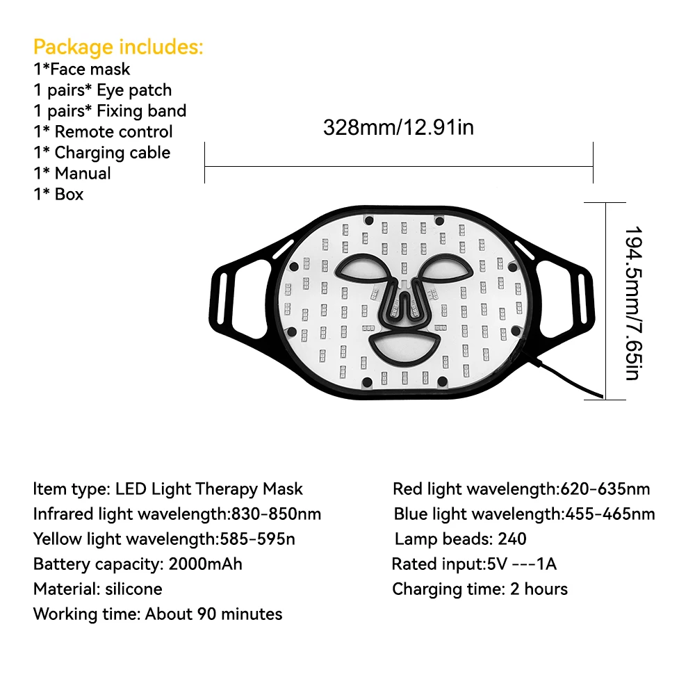 Red Led Light Therapy Infrared Flexible Soft Mask Silicone 4 Color Anti Aging Advanced Photon Mask led facial mask