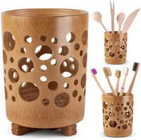 Bamboo Multi-Purpose Hollow Holder for Kitchen & Bathroom Organization