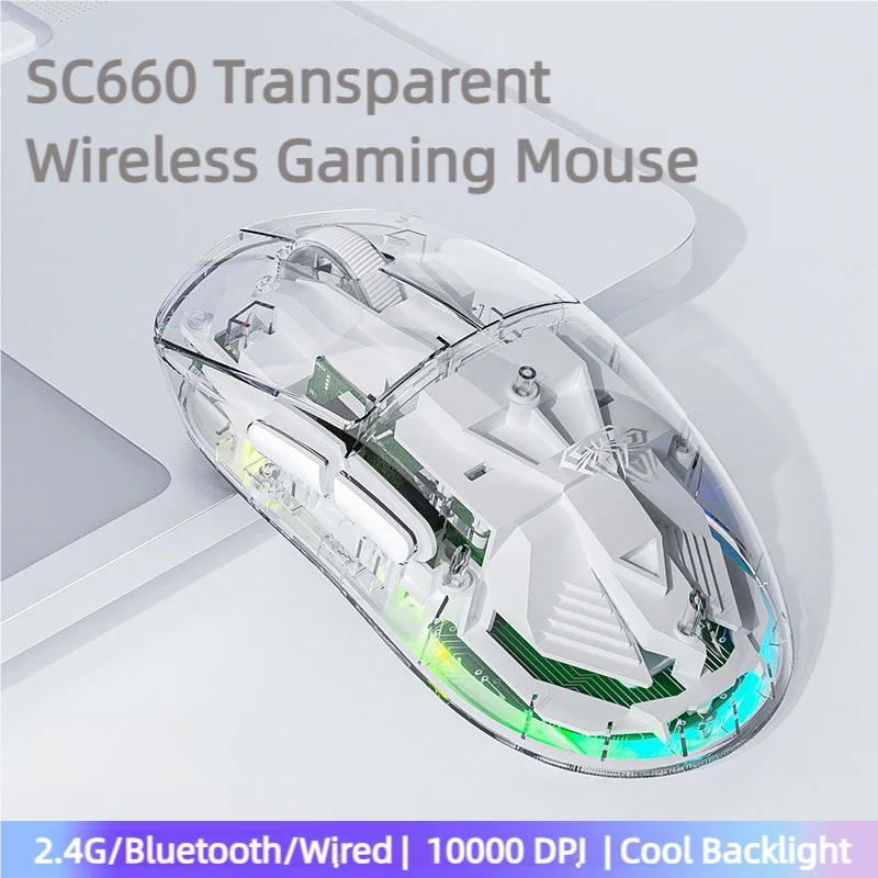 Mouse Wireless AULA SC660 Mouse da gioco Bluetooth 10000DPI sensore ottico Mouse ergonomico programmabile Macro per PC portatile Gamer