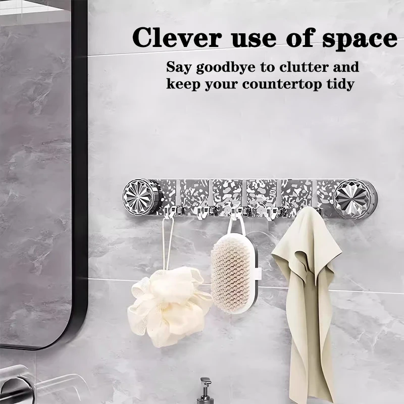 No-drill Suction Cup Long Row Hooks For Bathroom Wall Storage Behind Doors Traceless Adhesive Hooks