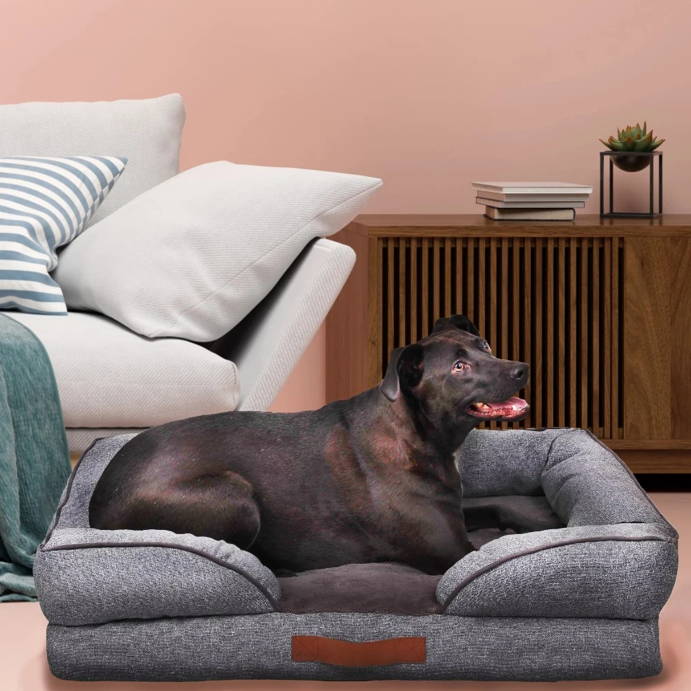 

Gray Pet Bed for Dog Large Cozy Orthopedic Sofa-Style Dog & Cat Bed Things for Dogs Pets Dogs Accessories Cushion House Supplies