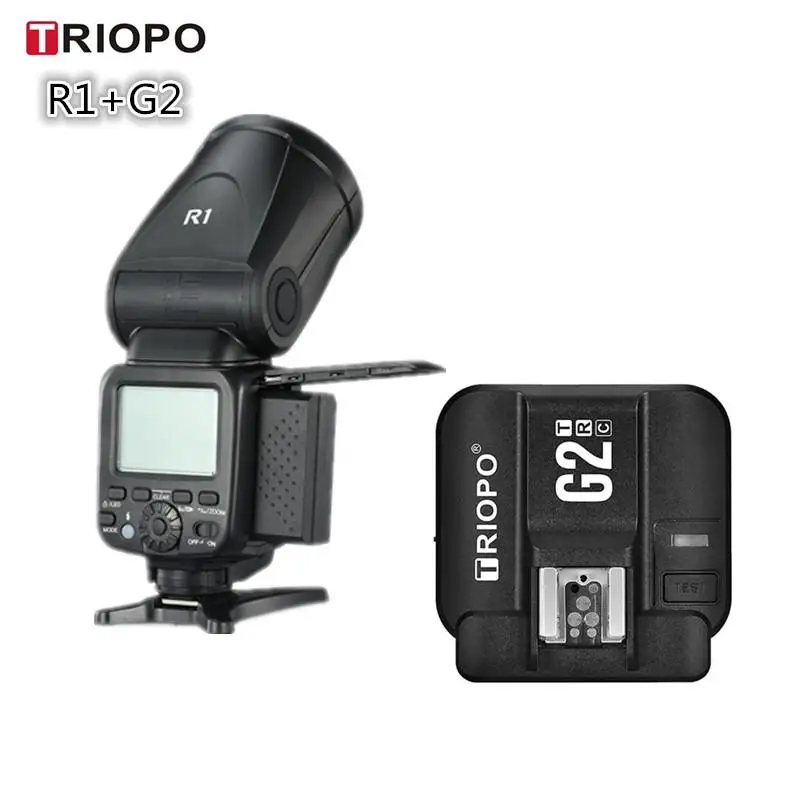 Triopo R1 Speedlite Camera Flash 2.4G X Wireless TTL HSS Round Head Speedlight + G2 for VS V1C |