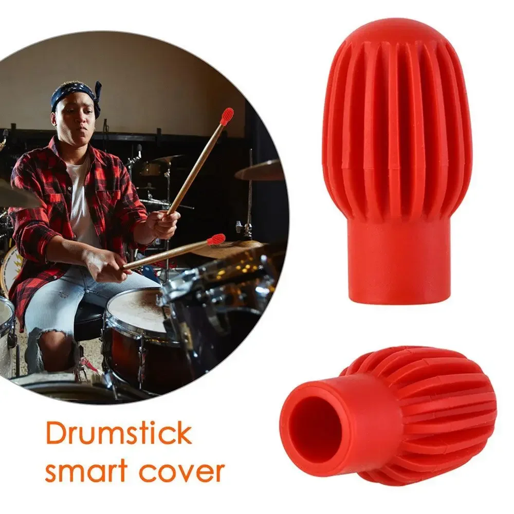2pcs/4pcs drum mute silicone sleeve weaker practice tips drumstick head rubber sleeve