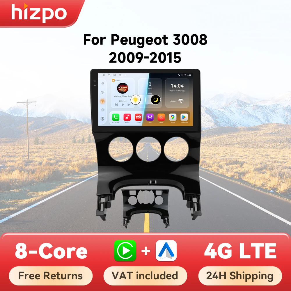 Hizpo Auto Smart Intelligente Systeme Radio Für Peugeot 3008 2009-2015 Drahtlose CarPlay Android Auto GPS Navigation Stereo 6115 4G