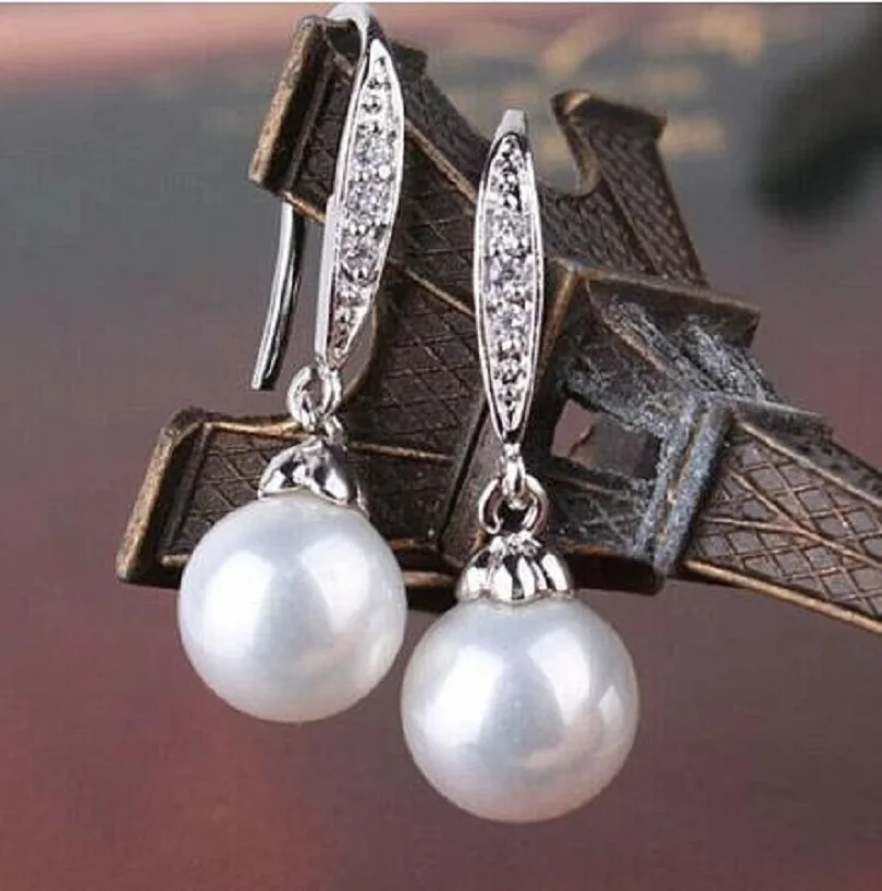 

Girls Round Cut White Pearl Drop Earrings Gorgeous Women 9-10mm 925 Silver Jewelry
