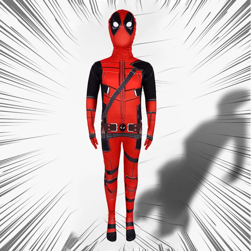 Superhero Deadpool Costume Men Women Cosplay Jumpsuit Suit Backpack Knif Accessories Boys Fantasy Movie Character Holiday Set