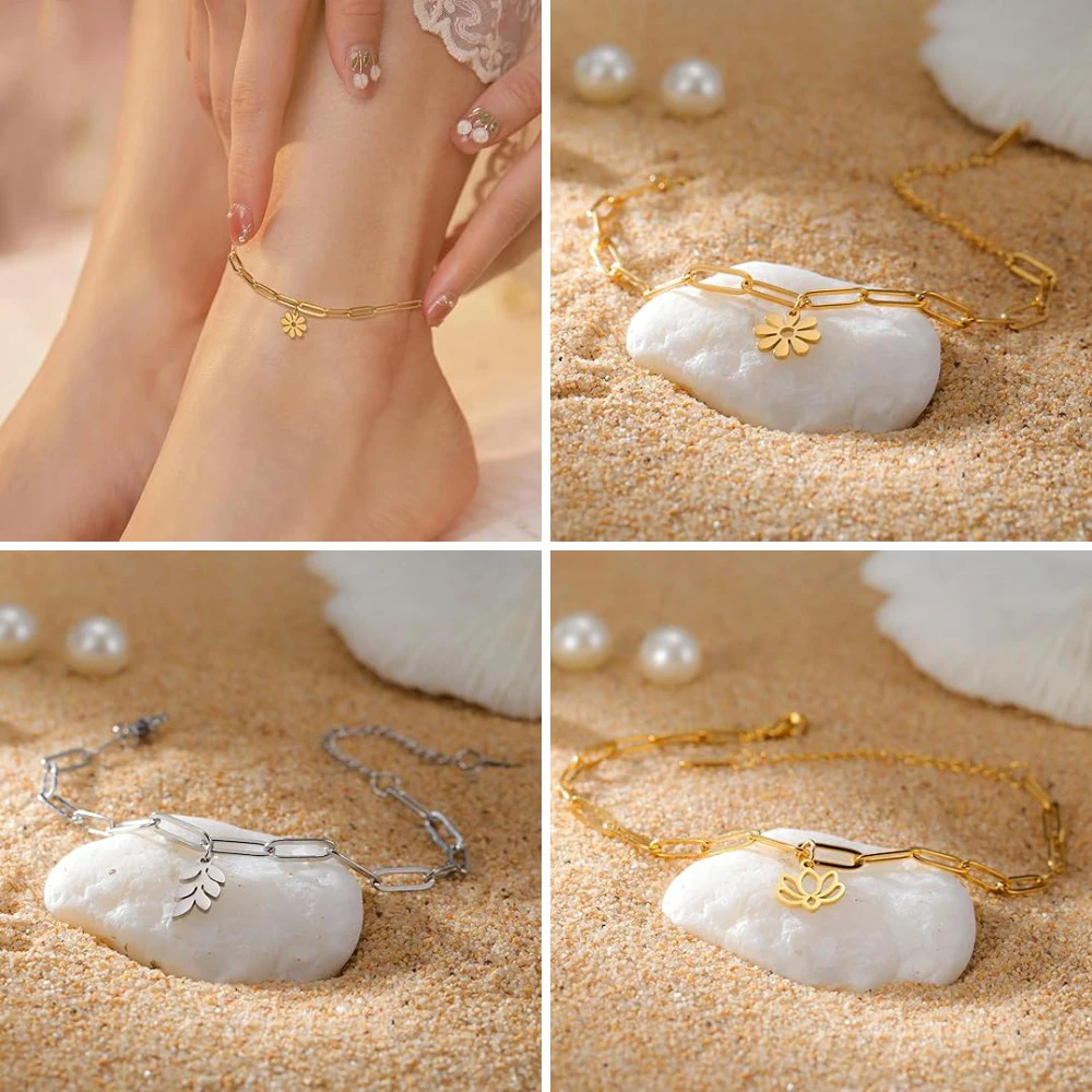 EUEAVAN 5 قطعة دلايات من الفولاذ المقاوم للصدأ لصنع المجوهرات أوراق زهرة اللوتس دلاية شكل نجمة قلادة ساحرة صغيرة سوار هدايا ذاتية الصنع