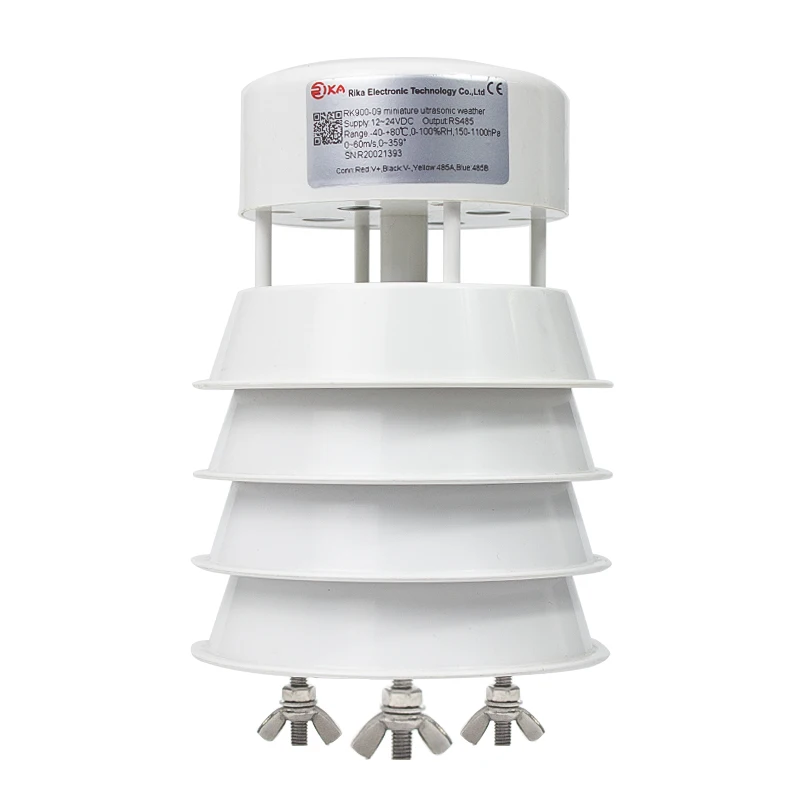 

RIKA RK900-09 Factory Cheap Small RS485 Wireless 5 in1 Ultrasonic Automatic Weather Station with Wind/Ambient Temperature RH