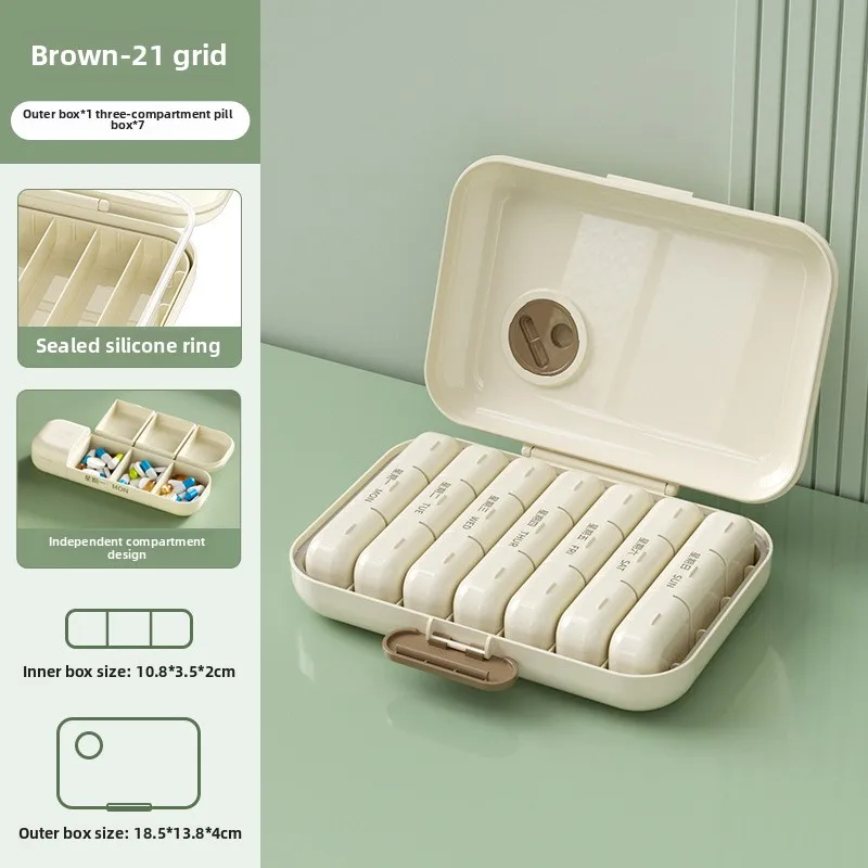 thumbnail image 1 of Weekly Pill Organizer a row 4 grids Portable Travel Pill Box With Large Opening For Vitamins Medication Supplements Fish Oils, 1 of 5