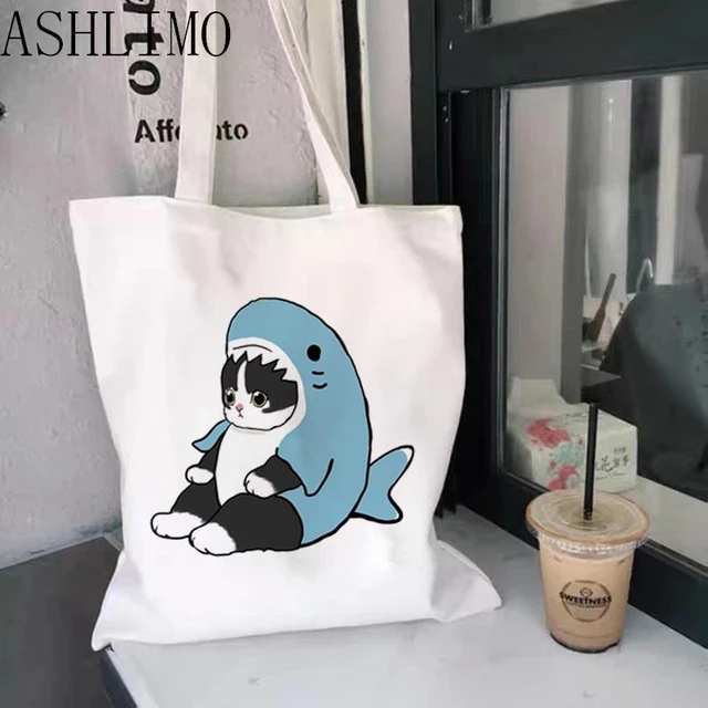 Cat Shark Women Shopper Shopping Bag Bolsa Compra Plegable Jute Bag Bolsa  Shopping Handbag Bag Tote Reusable Ecobag Cabas - AliExpress