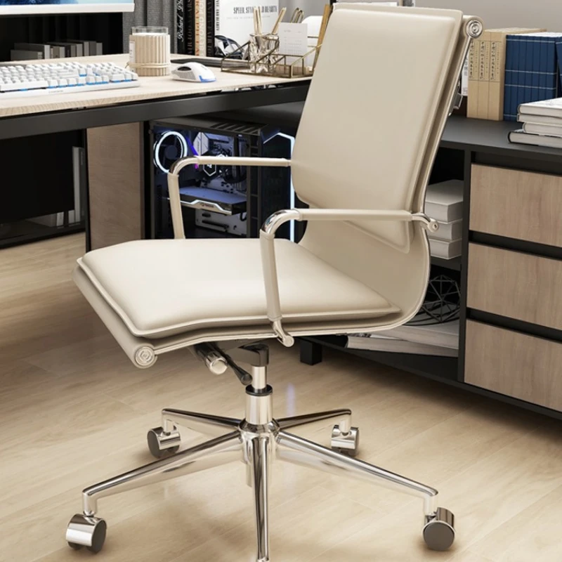 

Ergonomic Adjust Backrest Office Chair PU Leather Computer Bedroom Office Chair Vanity Work Meeting Cadeira Office Furniture