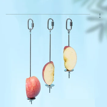 앵무새 스테인리스 스틸 과일 포크, 옥수수 애플 포크, 장난감 새 케이지 용품, 새 과일 삽입 피더, 애완 동물 앵무새 액세서리