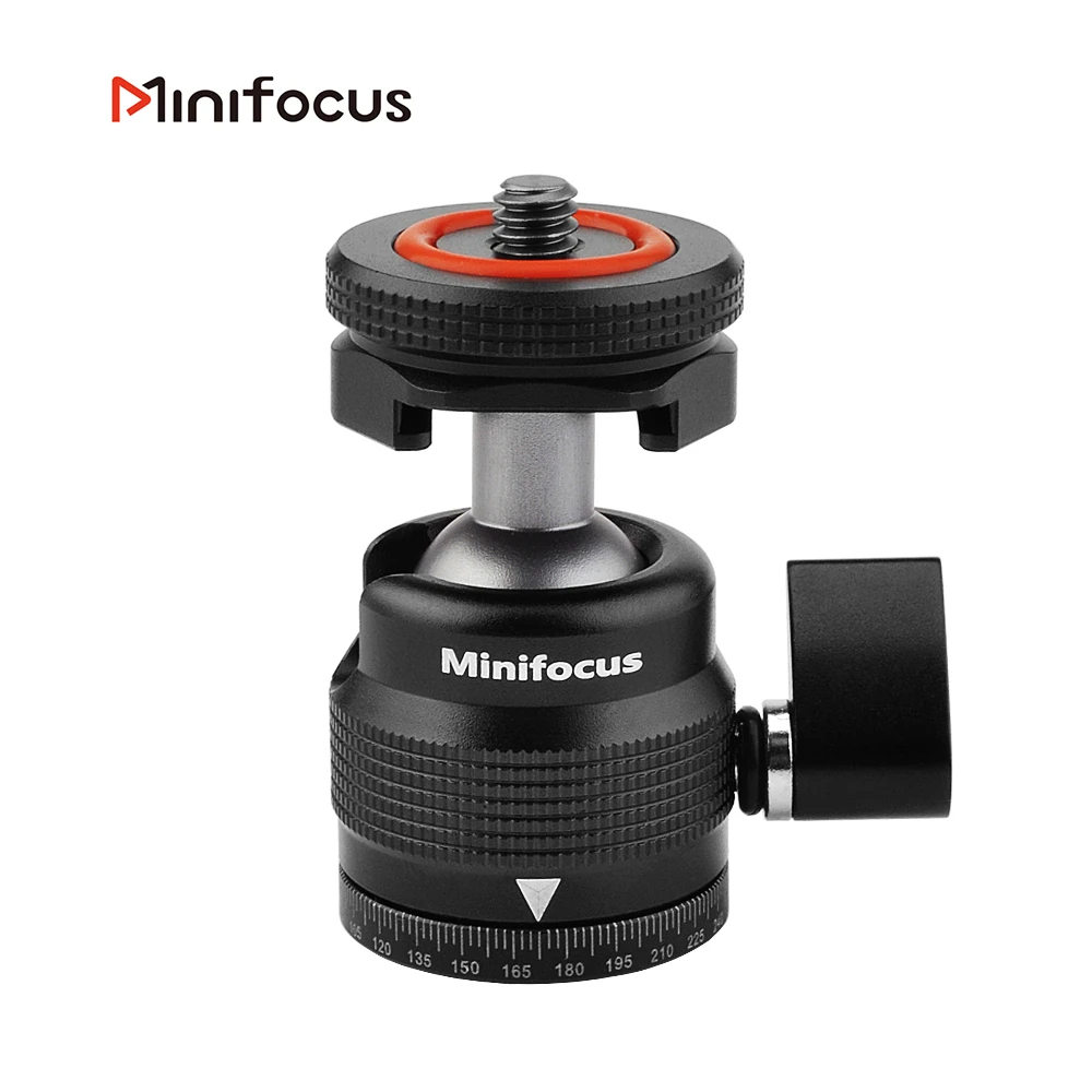 Multi-function Mini Ballhead Ball Head 360&deg; Panorama with Hot Shoe Base 1/4 Inch Screw for Camera DSLR Video Light Microphone
