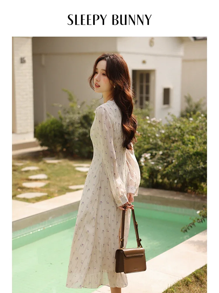 chinese dress ladies Living Lush Floral Chiffon Cowl-Neck Maxi Dress, Off White & Pink / M