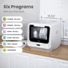 Portable Dishwasher Countertop with 5L Built-in Water Tank, No Hookup Needed, 6 Programs, 360° Dual Spray, 192℉ 4