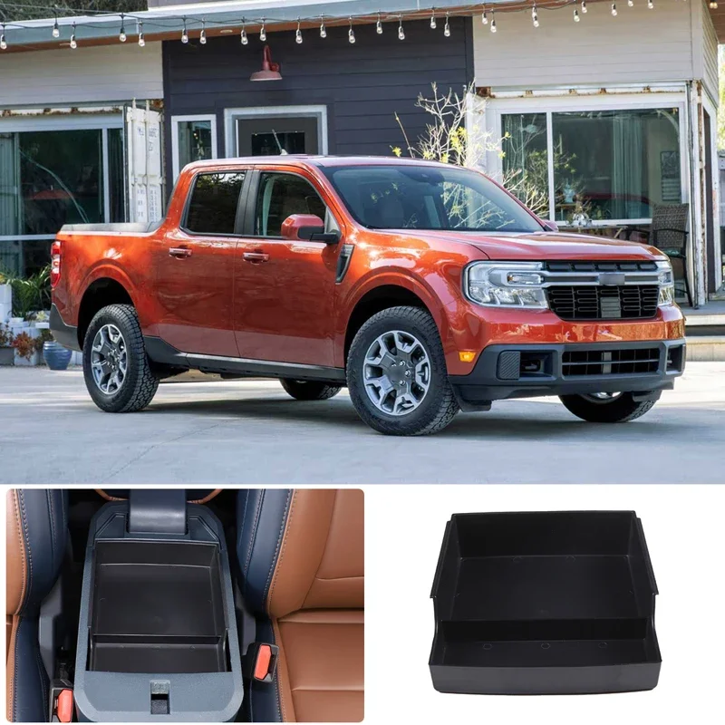 

Car Center Console Tray Storage Box For Ford Maverick 2022+ Center Console Organizer Armrest Storage Tray ABS Black Accessories
